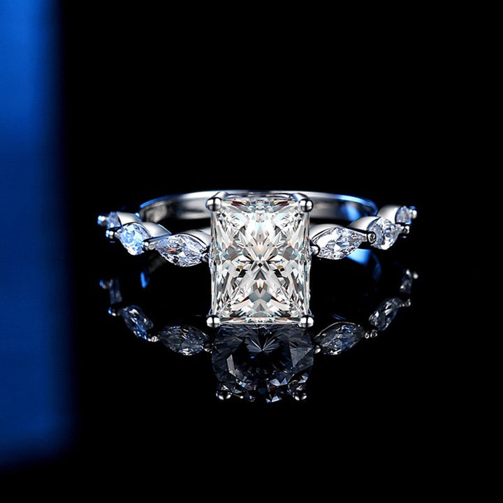 Elegant Cushion Cut Sterling Silver Engagement Ring
