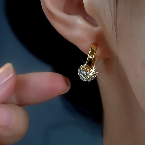 14K Gold-Plated Elegant Cubic Zirconia Mini Ball Hoop Earrings