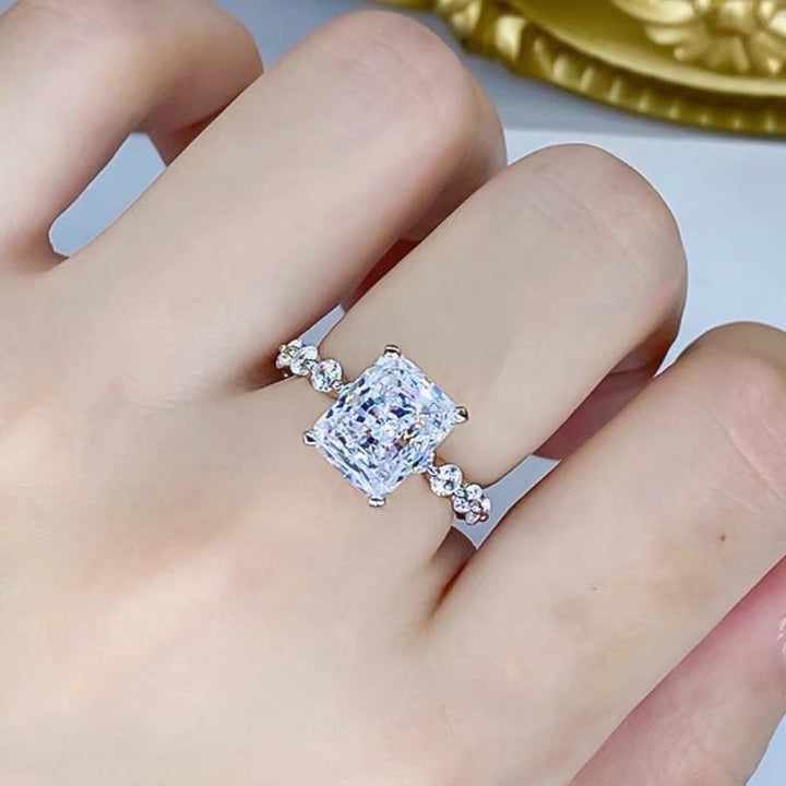 Stunning Cushion Cut Engagement Ring in Sterling Silver