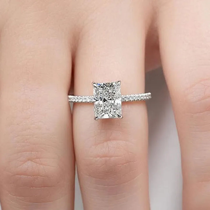 S925 Sterling silver Radiant Cut Simulated Diamond Promise Ring