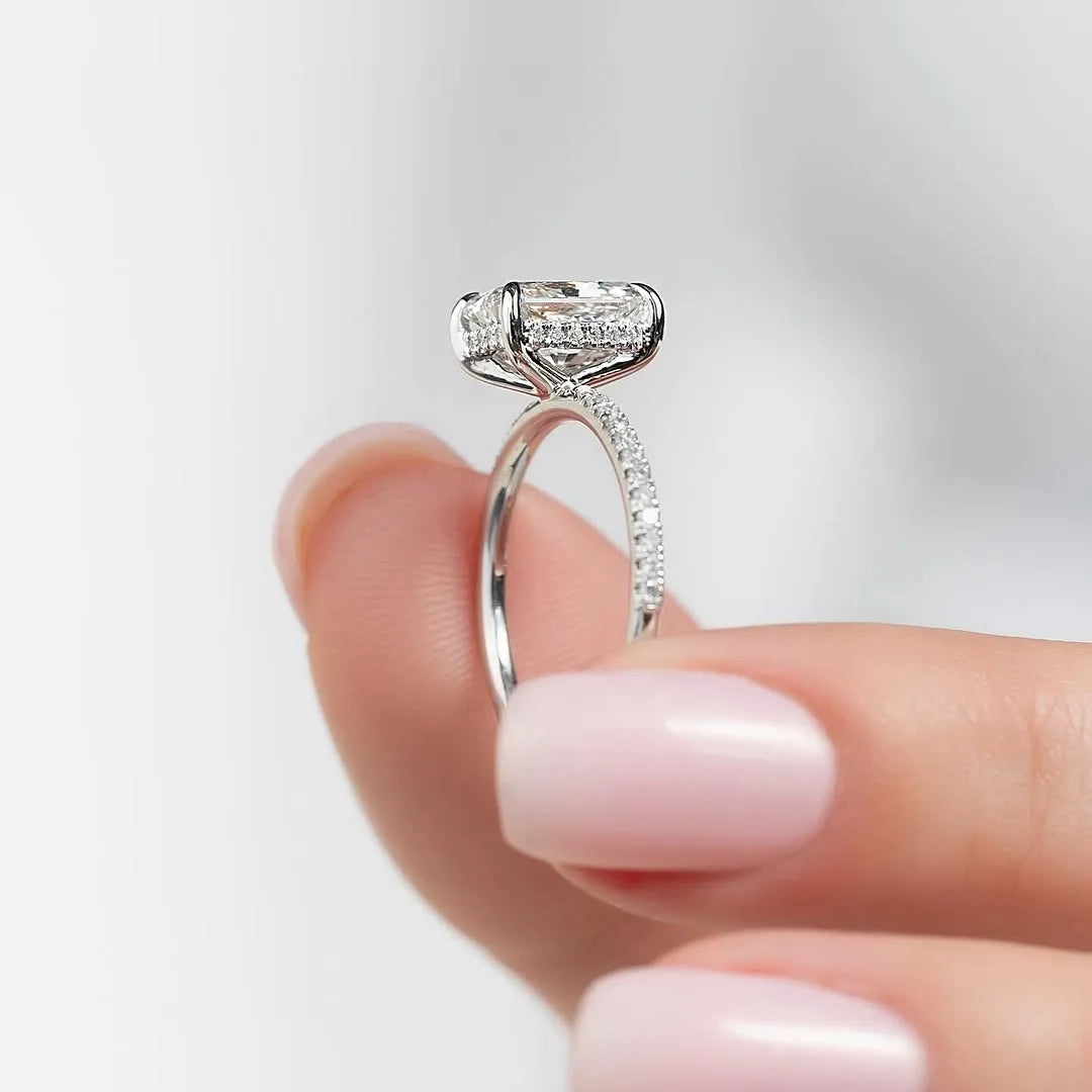 S925 Sterling silver Radiant Cut Simulated Diamond Promise Ring