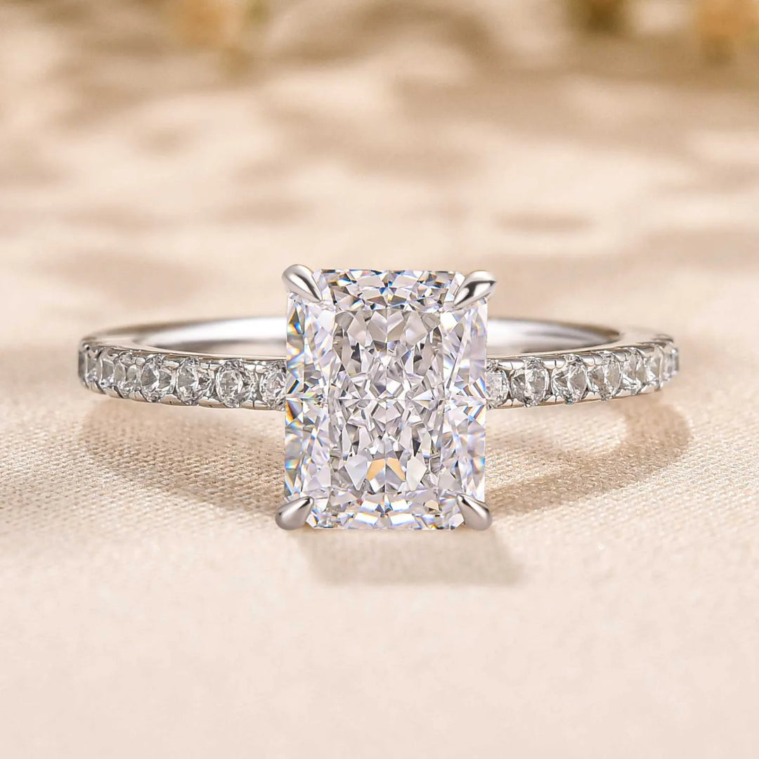 S925 Sterling silver Radiant Cut Simulated Diamond Promise Ring