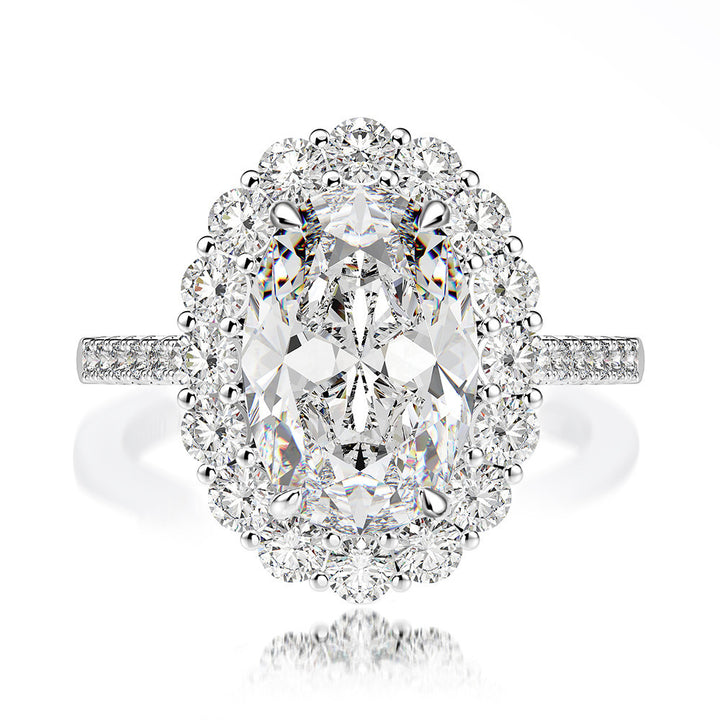 4.5CT Oval Cut Moissanite Engagement Ring | 18K White Gold