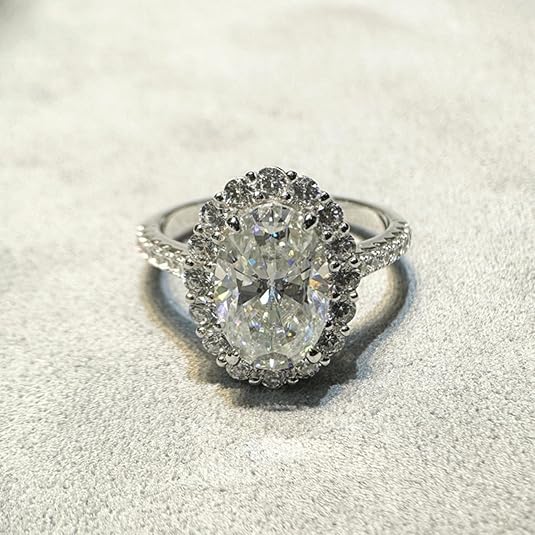 4.5CT Oval Cut Moissanite Engagement Ring | 18K White Gold