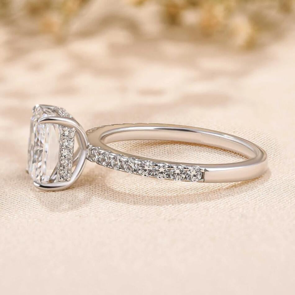 S925 Sterling silver Radiant Cut Simulated Diamond Promise Ring
