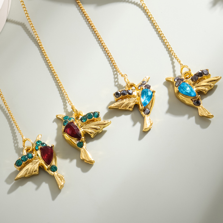 Ladies Elegant Hummingbird Rhinestone Stud Earrings