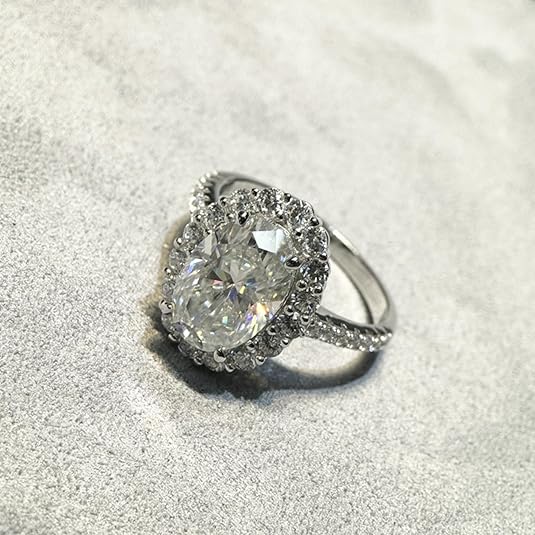 4.5CT Oval Cut Moissanite Engagement Ring | 18K White Gold