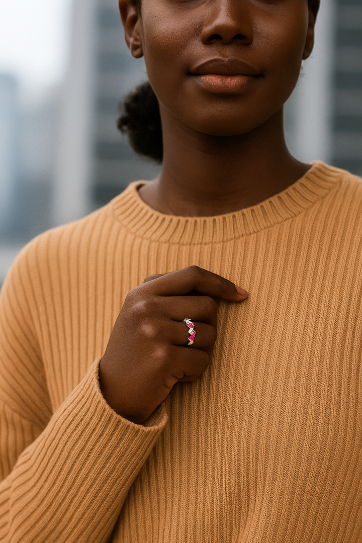 For Self - I Am Enough Pink Diamond Ring