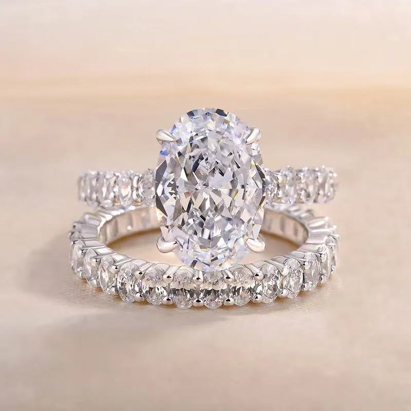 Luxe 4.0Ct Oval Cut Engagement Ring in Sterling Silver