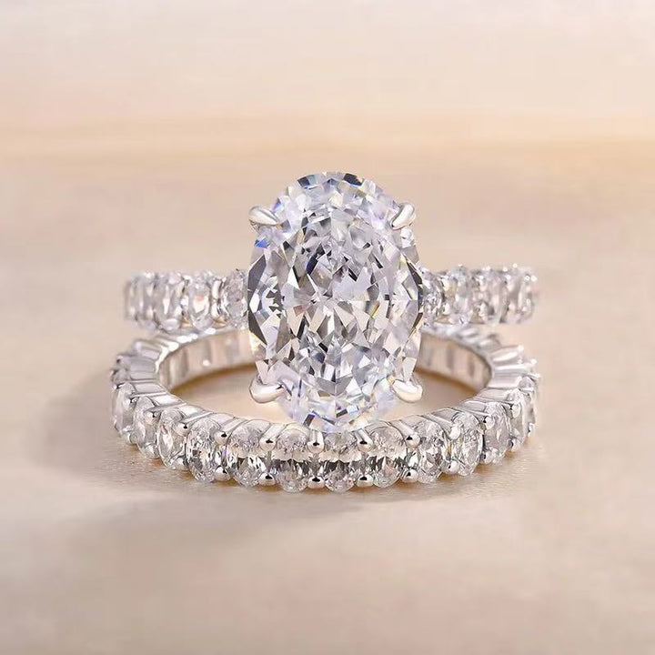 Luxe 4.0Ct Oval Cut Engagement Ring in Sterling Silver