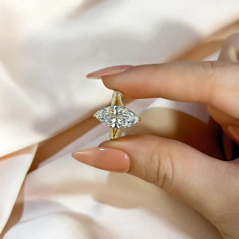 Exquisite Split Shank 4.0Ct Marquise Cut Engagement Ring