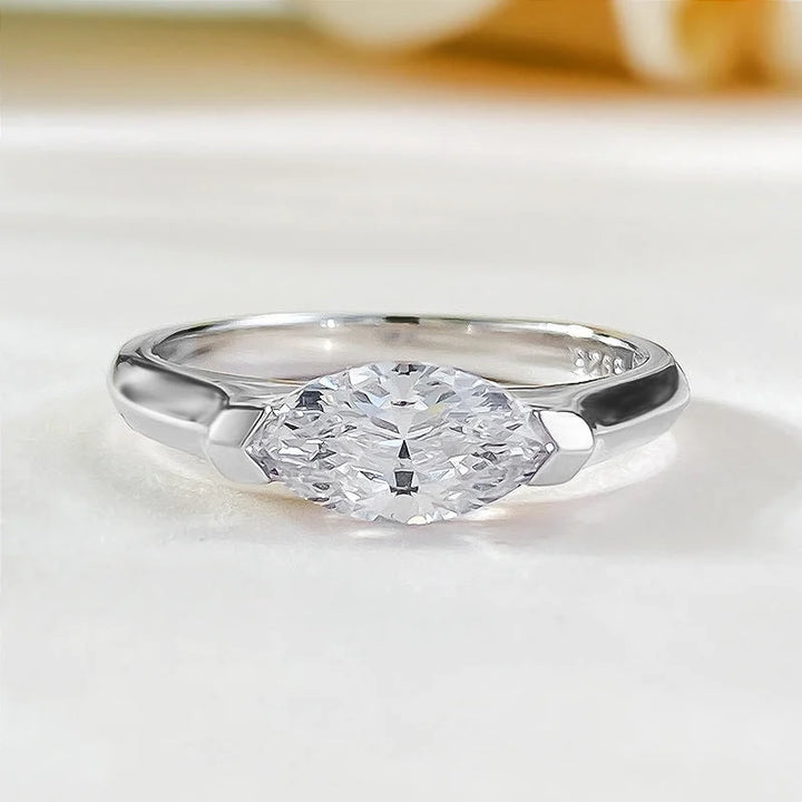 Modern Marquise Cut Sterling Silver Ring – Elegant Simplicity