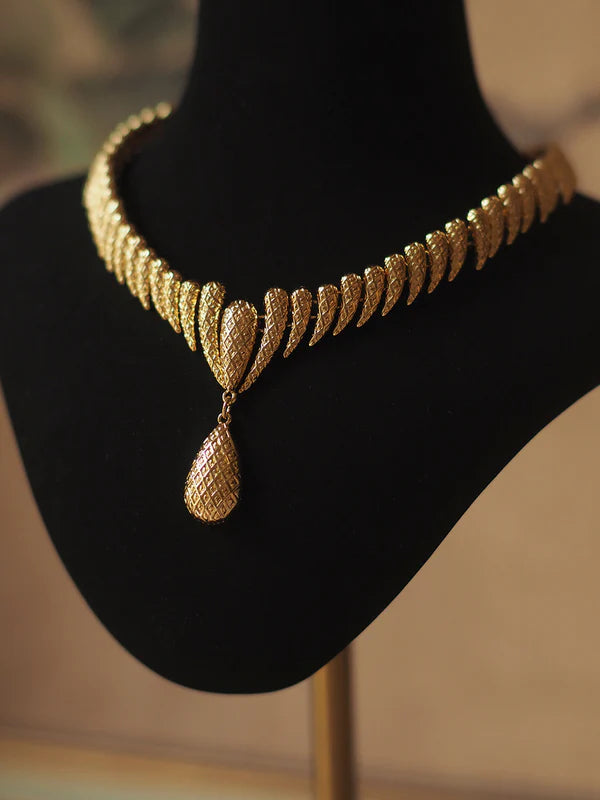 Handcrafted 24k Gold Plated Brass Necklace & Earrings Set
