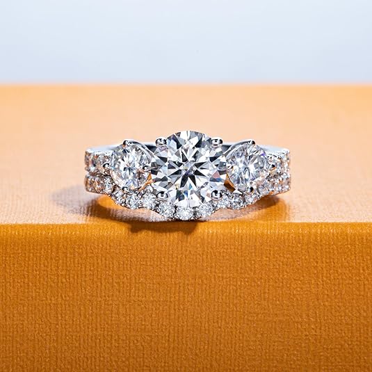 3.7CT Round Moissanite Wedding Ring Set | 925 Sterling Silver