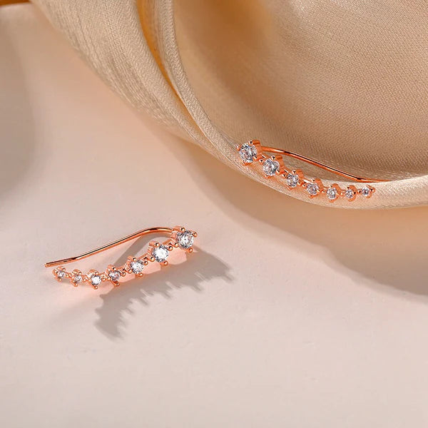 Sterling Silver Elegant Zircon & Diamond Crawler Earrings