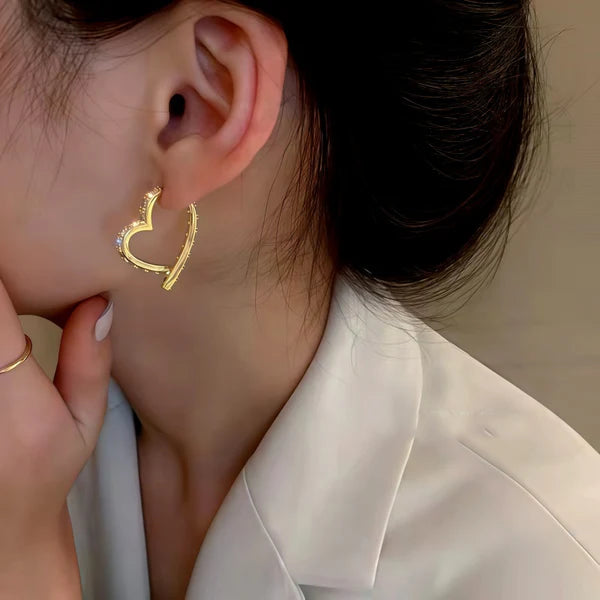 14K Gold-Plated Elegant Heart Earrings – Sparkling Zircon Studs