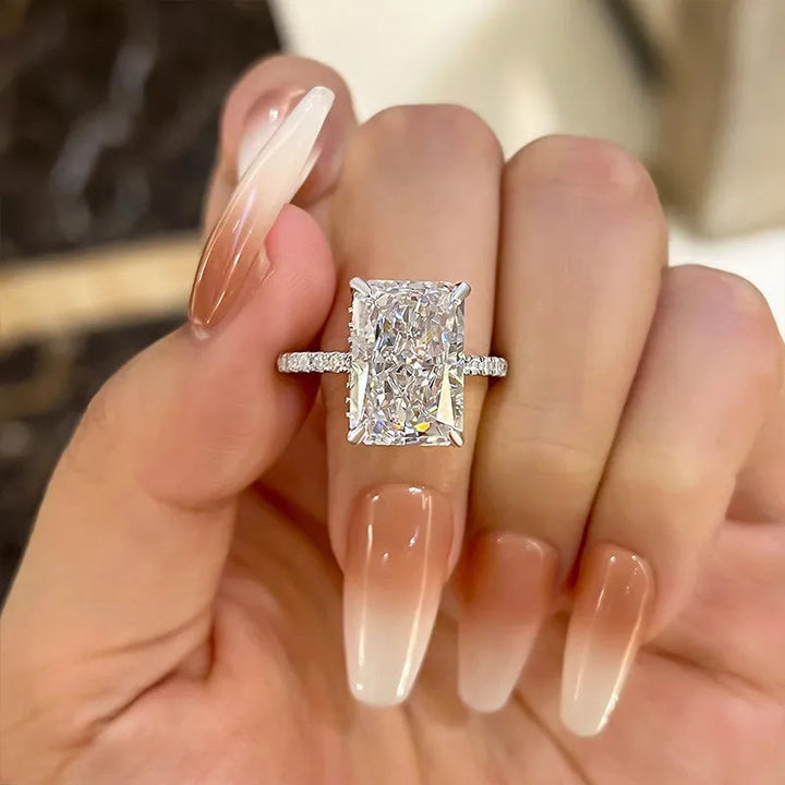 Elegant Radiant-Cut Simulated Diamond Engagement Ring for Women