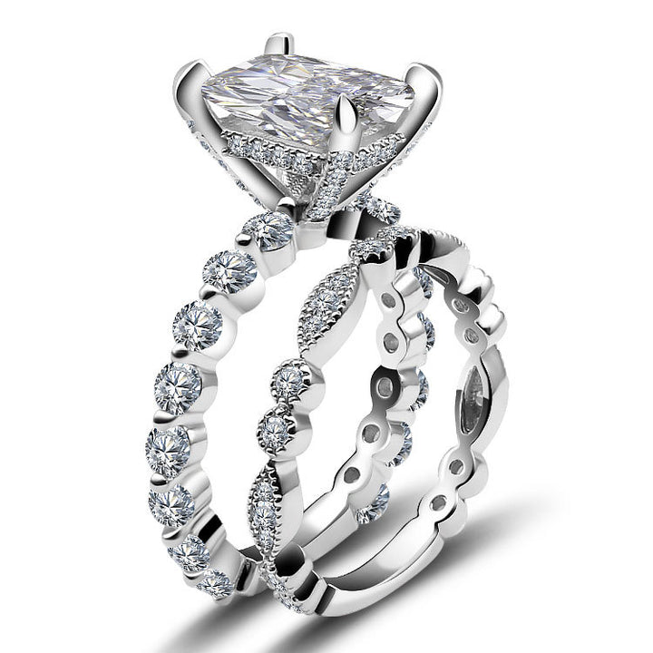 Starlight Bloom | Cushion Cut S925 Silver Moissanite Ring