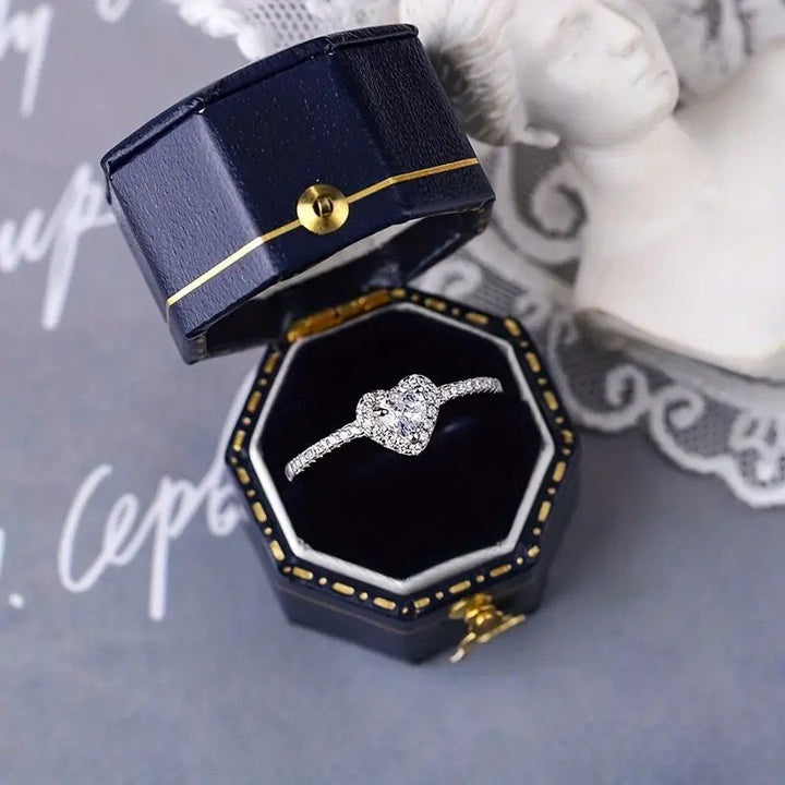 Heart-Shaped Halo Engagement Ring with Moissanite