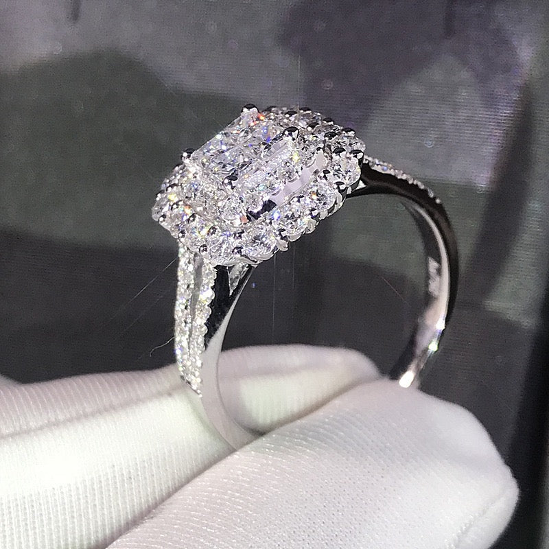 Romantic 7.0Ct Cushion Cut Three-Stone Ring