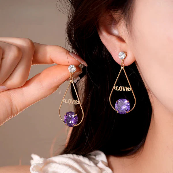 Zircon Diamond Love Letter Tassel Earrings