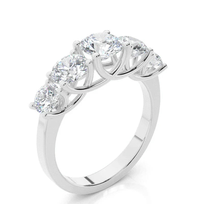 Five-Stone Moissanite Ring with Tapered Trellis Setting