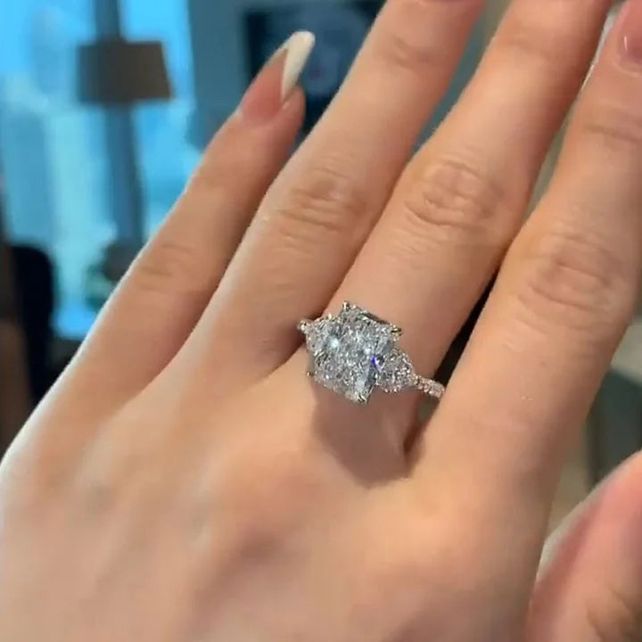 Elegant Three-Stone Silver Ring for Her
