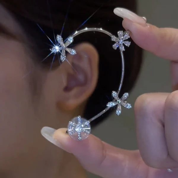 Blooming Beauty: Rotating Flower Ear Cuffs (1 Pair)