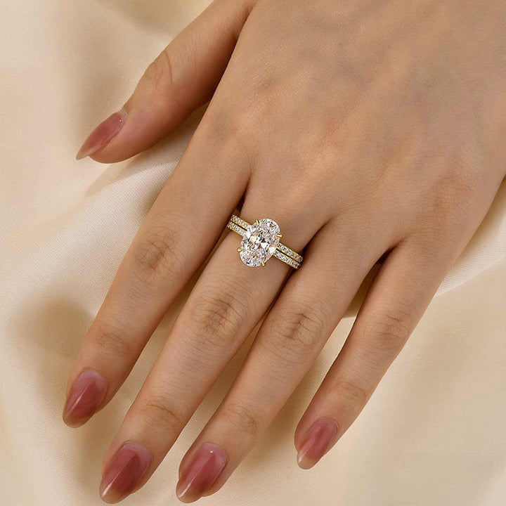 4.0 Carat Oval Cut Wedding Ring Set Receive a Free Band Ring