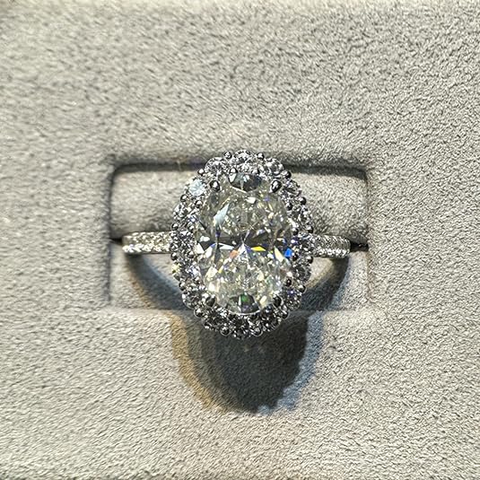 4.5CT Oval Cut Moissanite Engagement Ring | 18K White Gold