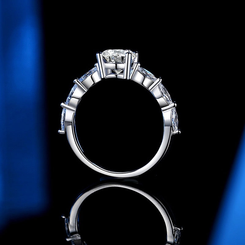 Elegant Cushion Cut Sterling Silver Engagement Ring