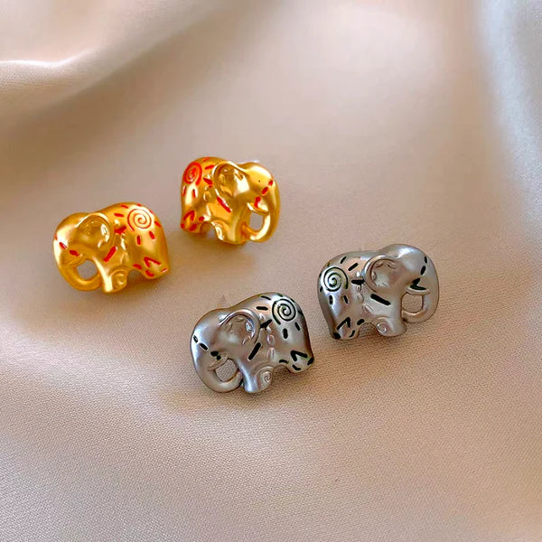 14K Gold-Plated Stylish Elephant Stud Earrings