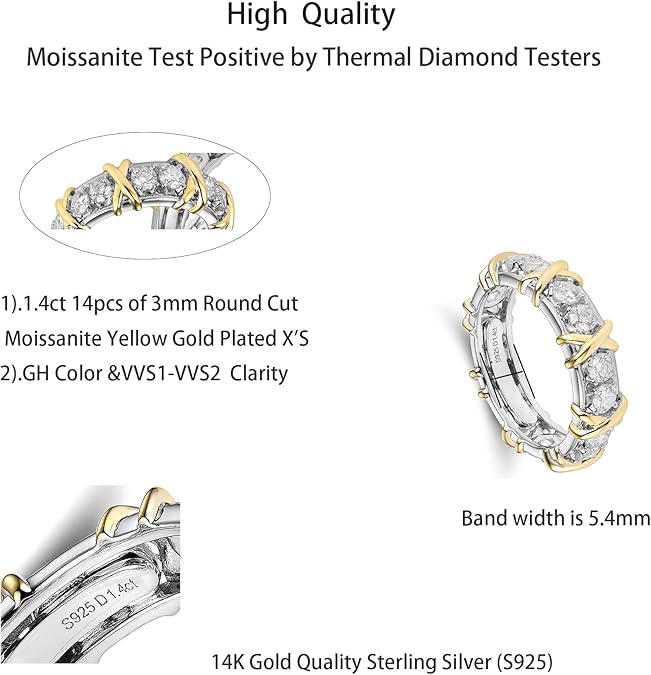 S925 Sterling Silver Moissanite Cross Full Diamond Ring