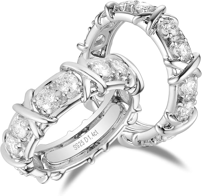 S925 Sterling Silver Moissanite Cross Full Diamond Ring