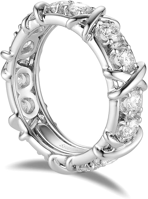 S925 Sterling Silver Moissanite Cross Full Diamond Ring