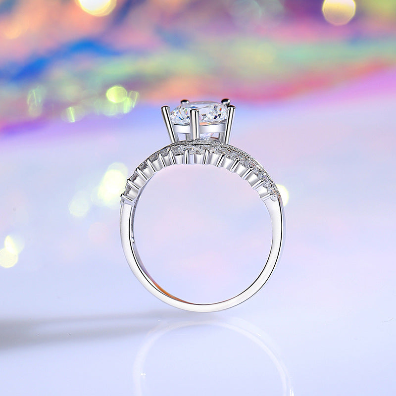 S925 Silver Crown Design 2.6 Carat Moissanite Ring