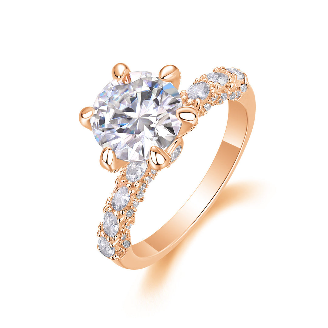 S925 Crown Design Sterling Silver Wedding Ring with 3ct Laboratory-Grown Diamonds, Platinum Plated