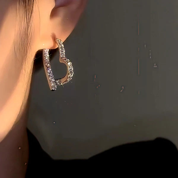 14K Gold-Plated Elegant Heart Earrings – Sparkling Zircon Studs