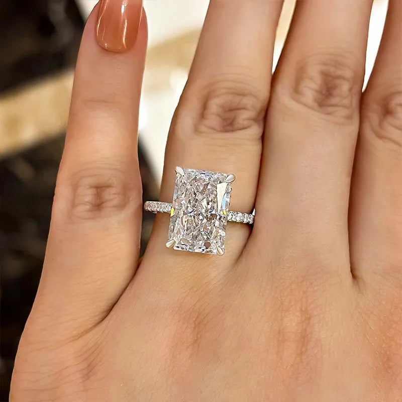 Elegant Radiant-Cut Simulated Diamond Engagement Ring for Women