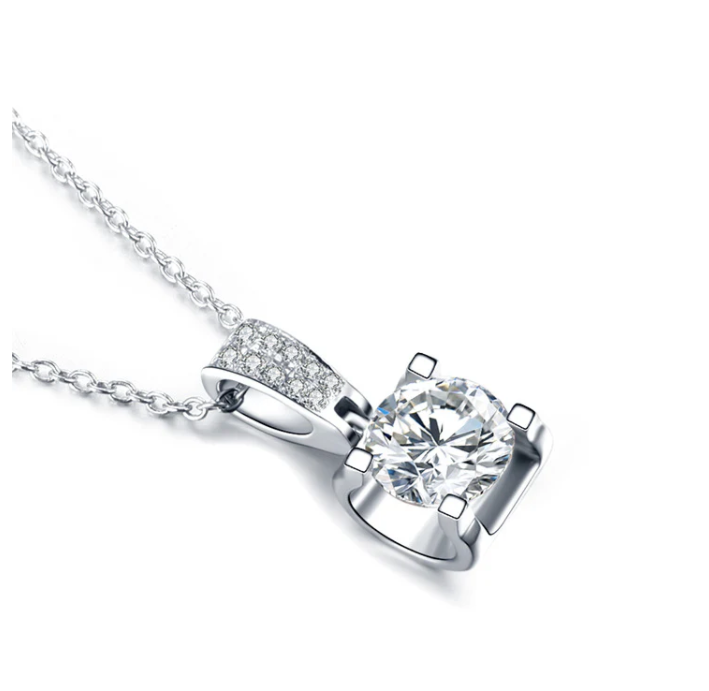 Silver Double Row Moissanite Bull Head Necklace
