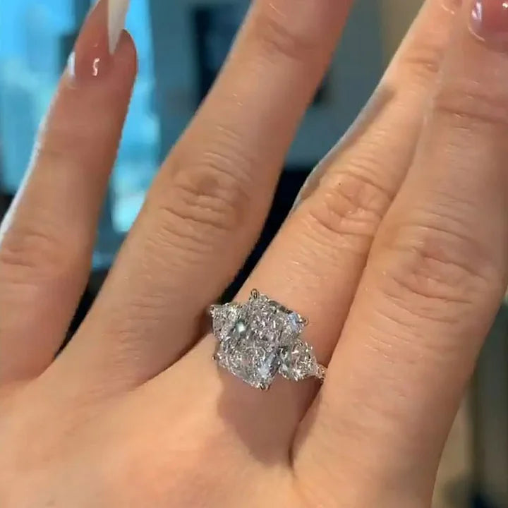 Elegant Three-Stone Silver Ring for Her