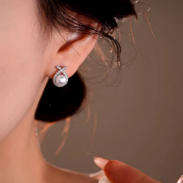 Graceful Zircon Bead Water Drop Hoop Earrings