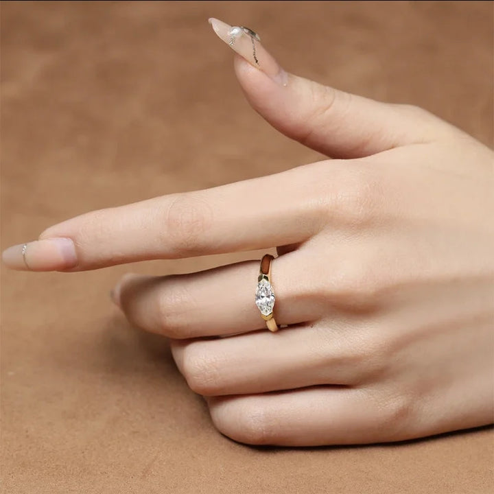 Modern Marquise Cut Sterling Silver Ring – Elegant Simplicity