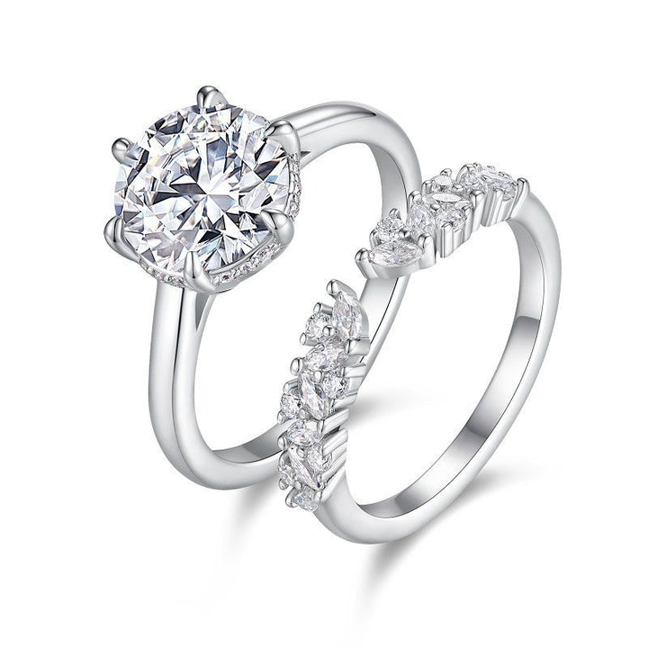 925 sterling silver, stacked moissanite design, 3.23 carat 18k platinum-plated ring