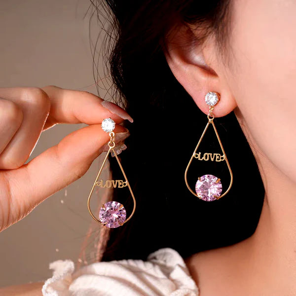 Zircon Diamond Love Letter Tassel Earrings
