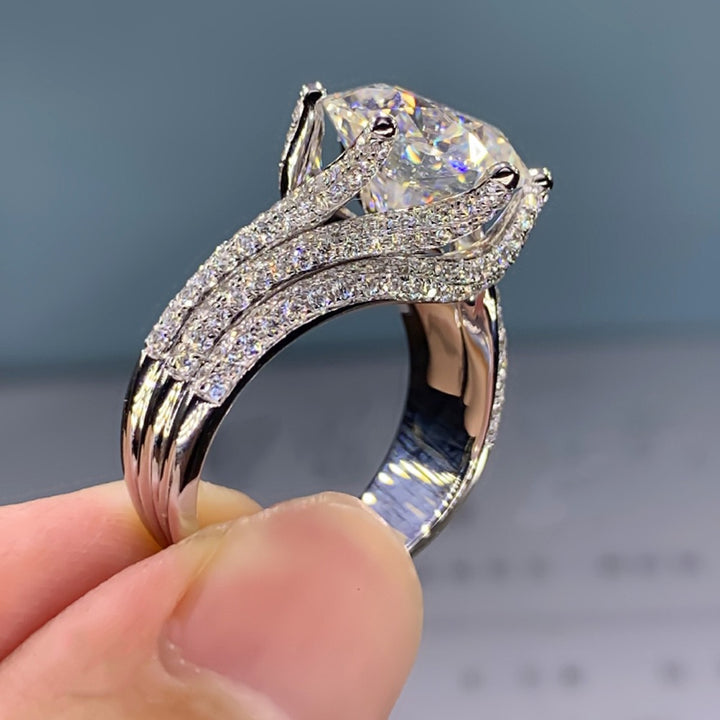 Eternity’s Echo – S925 sterling silver Triple Row Diamond Statement Ring