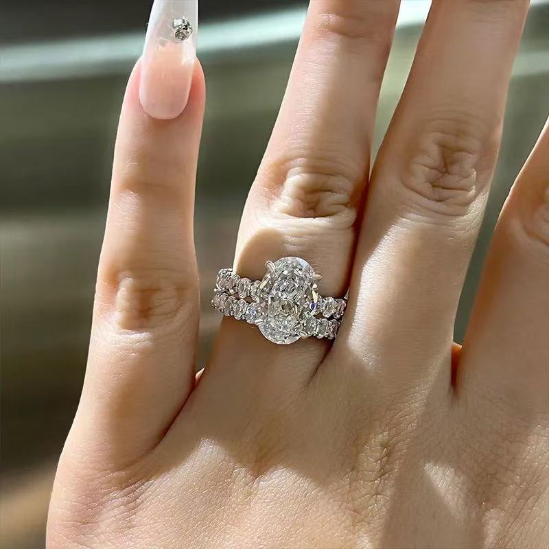 Luxe 4.0Ct Oval Cut Engagement Ring in Sterling Silver