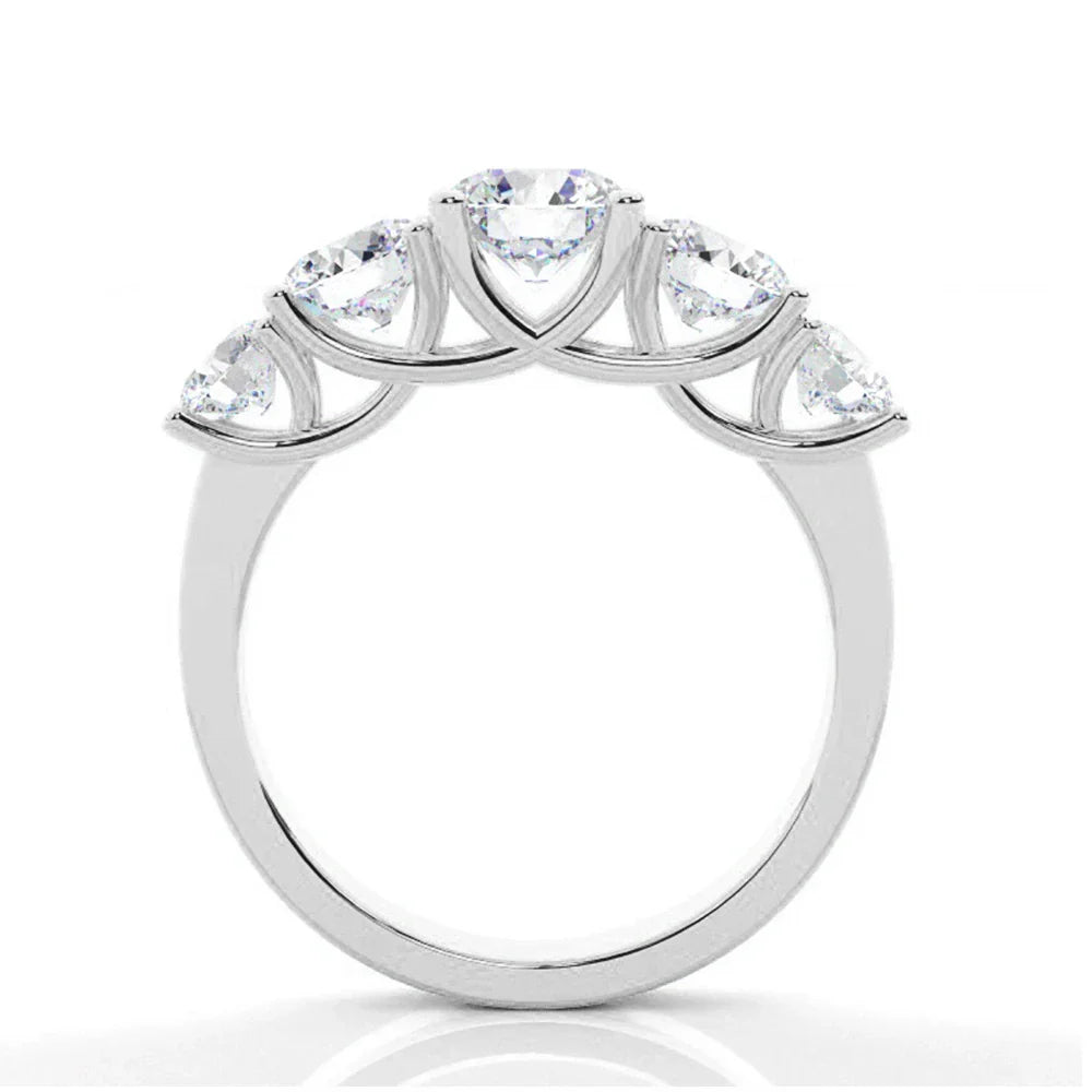 Five-Stone Moissanite Ring with Tapered Trellis Setting