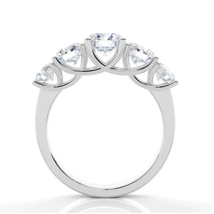 Five-Stone Moissanite Ring with Tapered Trellis Setting