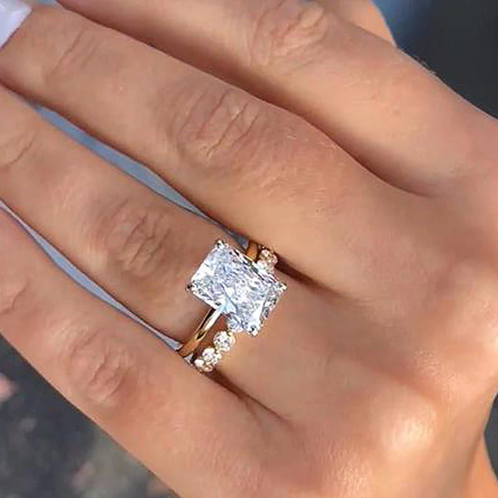 Stunning Radiant Cut Bridal Set In Sterling Silver-Receive a Free Band Ring